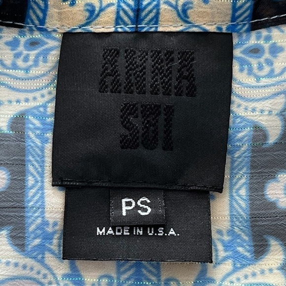 Anna Sui Women's Sz PS Petite Small Blue, Purple, Shimmery Kimono w/ Leaf Fringe - Picture 5 of 9